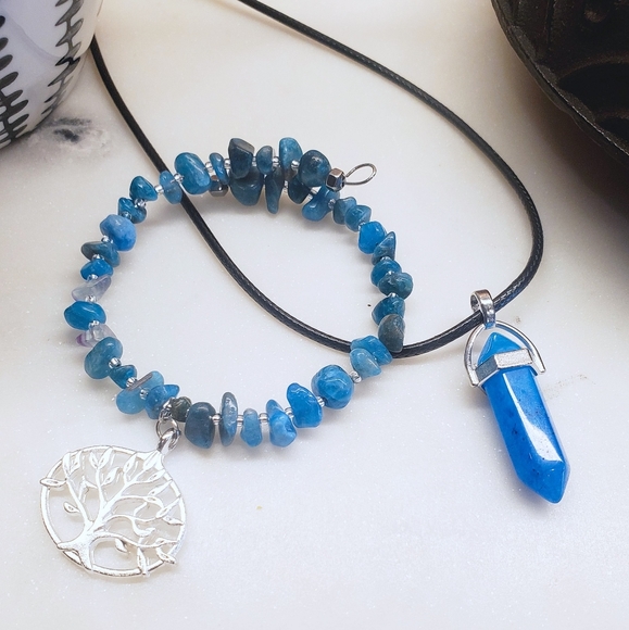 Terra Moda - Tree of Life Chunky Gemstone Bangles - Picture 4 of 14